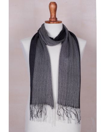 Emboldened Handwoven Black and Grey Baby Alpaca Blend Scarf from Peru