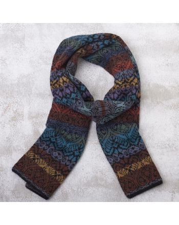 Earth and Sky Muted Multicolor Alpaca Knit Scarf from Peru